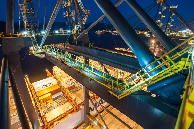 Nightime cargo shot on ship in port