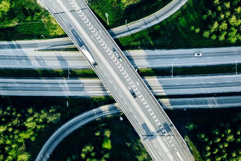 Traffic flow on highway overpass