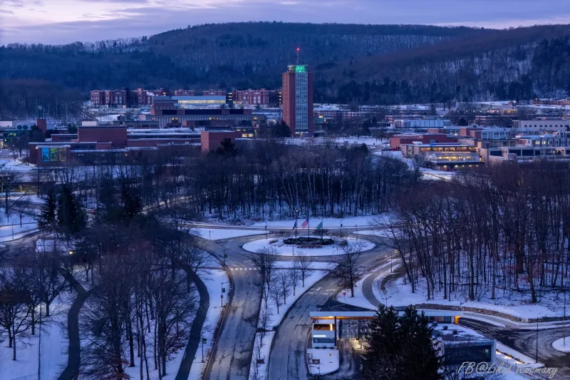 Aerial view of Binghamton University
