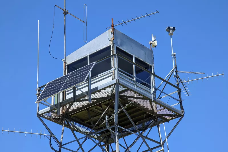 A fire tower with an Axis camera