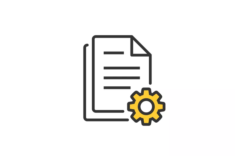 Icon of papers with a cog