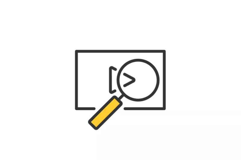 Icon Forensic Search, Magnifying glass over screen 