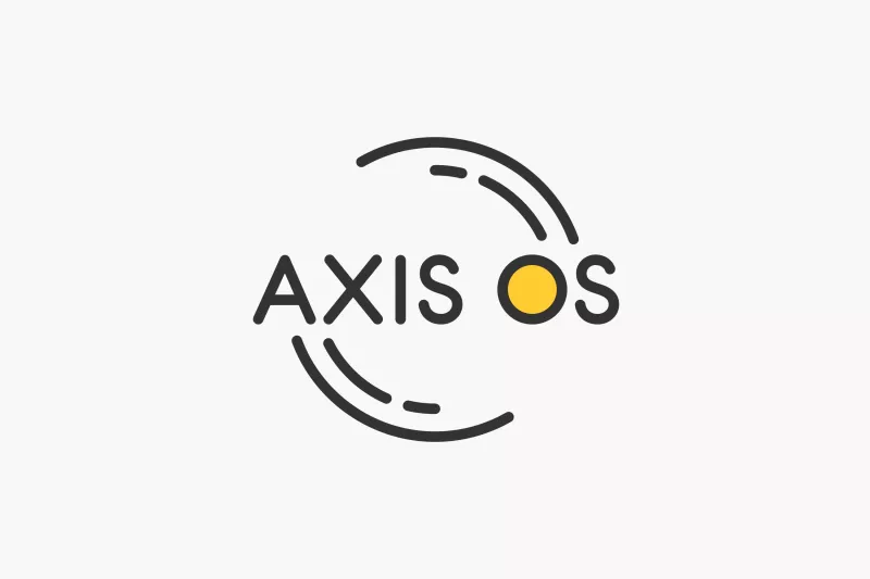 A symbol with the text AXIS OS and circular line elements