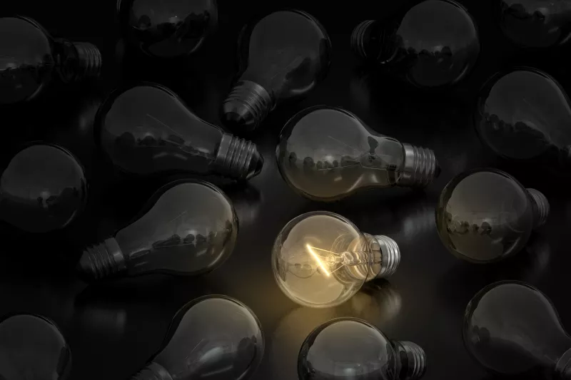 light bubs with a black background