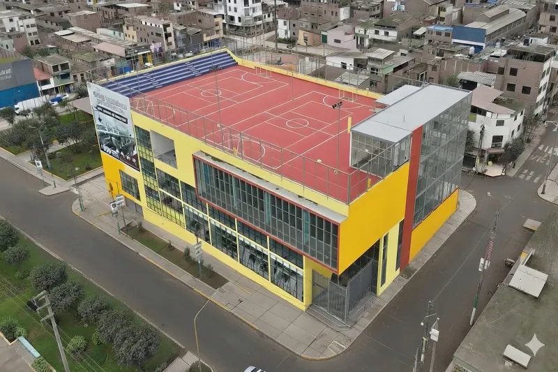 Aerial exterior of Villa Maria building