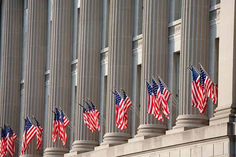 US Flag on Government Building