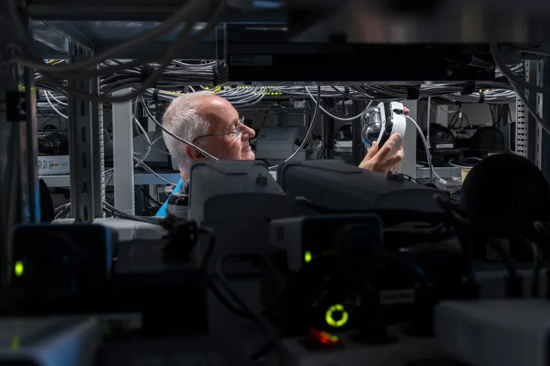person looking at axis camera