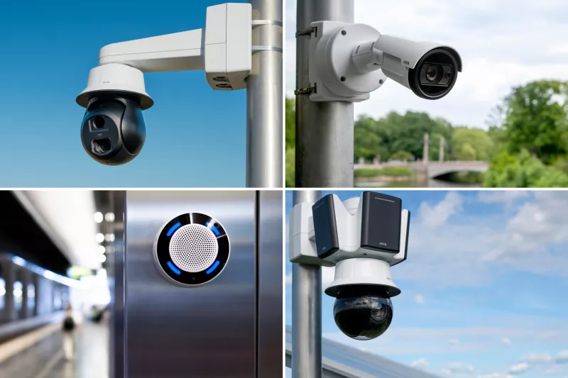 Grid showing four of the new products released by Axis Communications. 