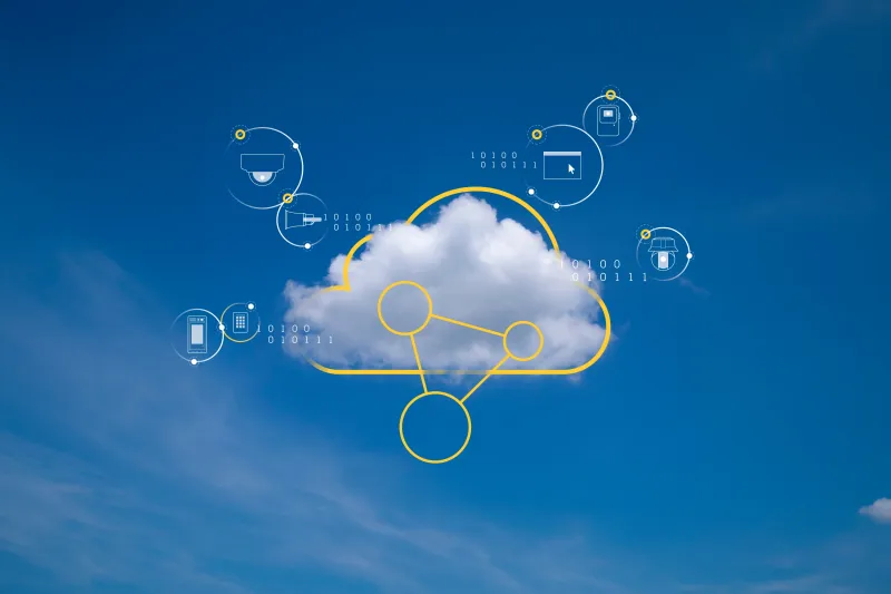 Cloud with graphics illustrating offering