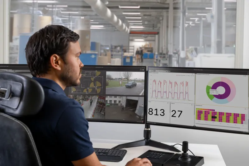 Man watching data insights dashboard