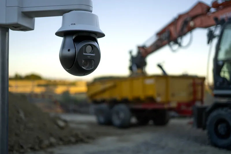 Bispectral PTZ Camera, construction site at dusk