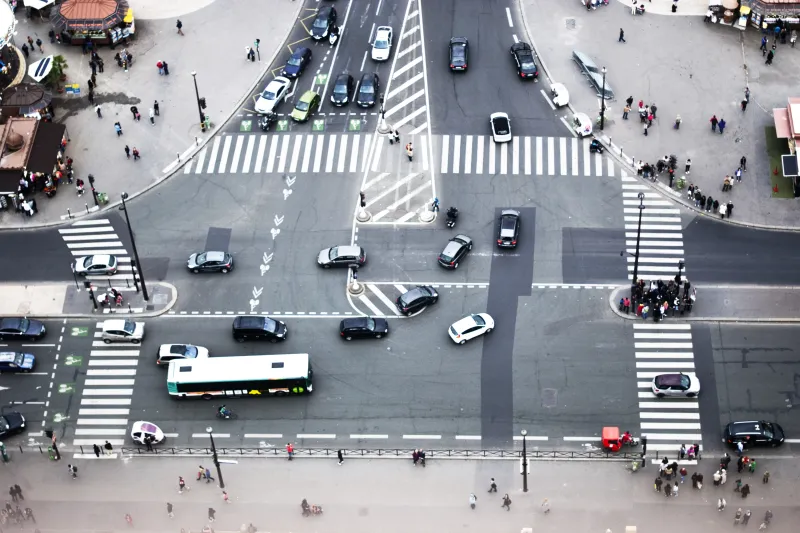 Traffic intersection aerial crosswalks