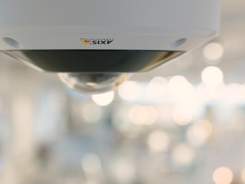 IP camera M3058 mounted in ceiling in furniture store.
