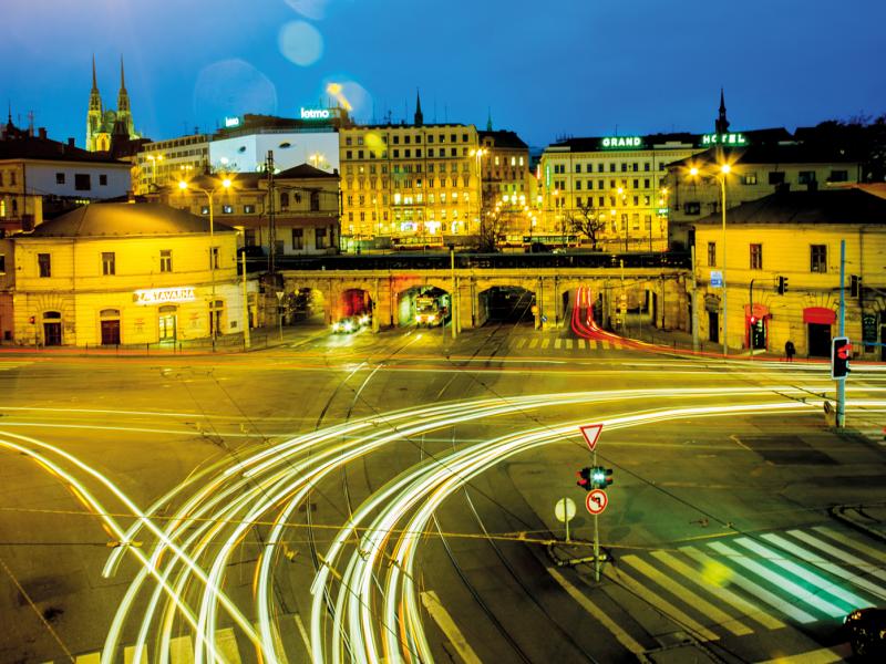 Axis IP camera vieweing brno in evening traffic