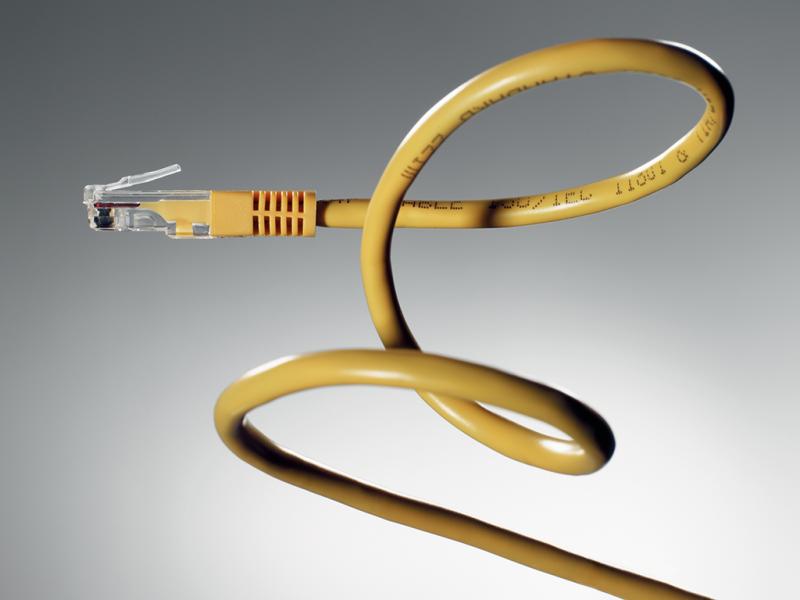 Yellow Axis cable on grey background.