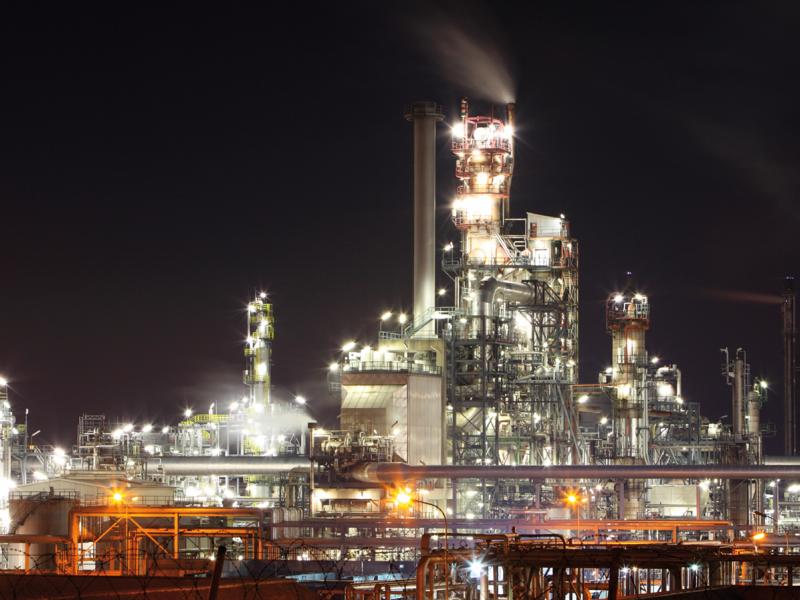 Gas refinery during night time