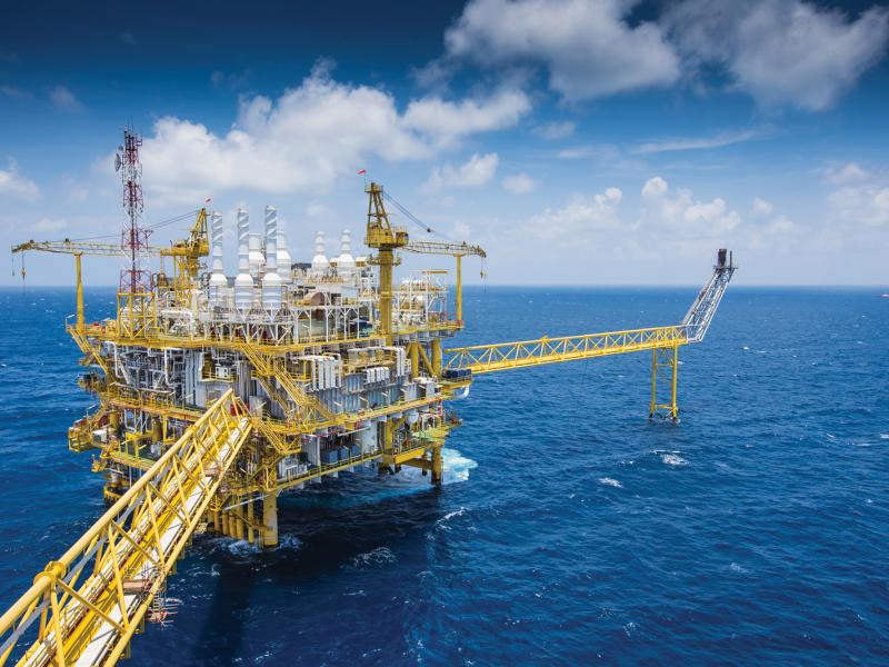 Oil rig platform in the ocean