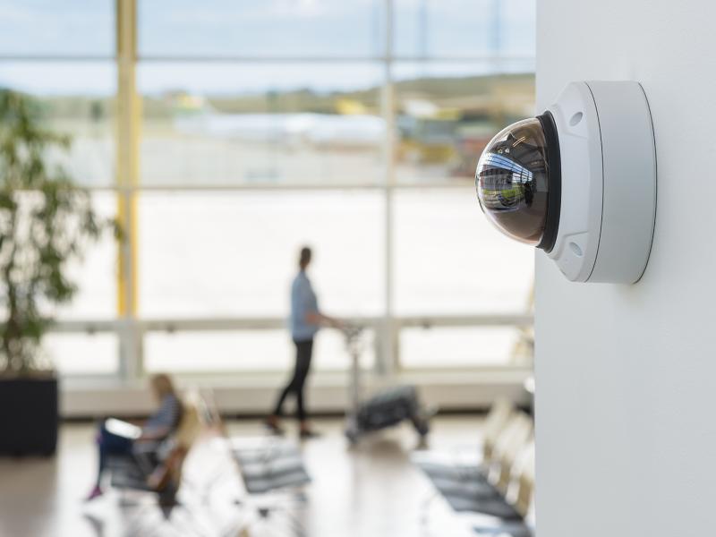 Axis IP Camera - visible at an airport gate