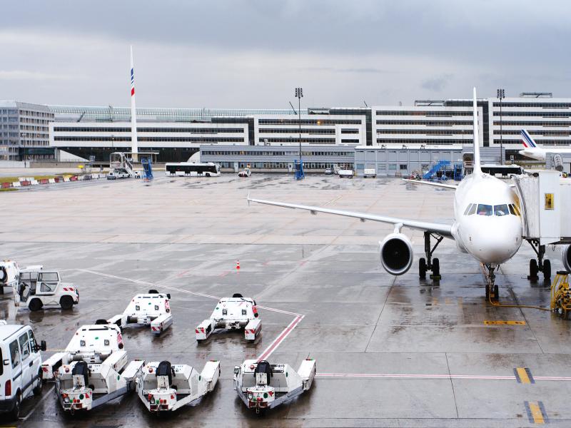 Axis IP camera - airplane standing outdoor in a an airport