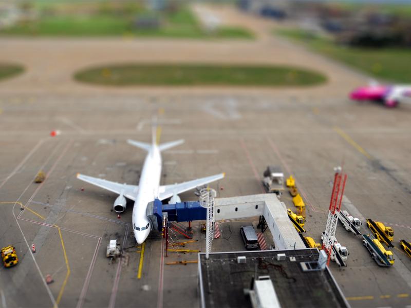Axis IP camera - airplane standing outdoor in a an airport
