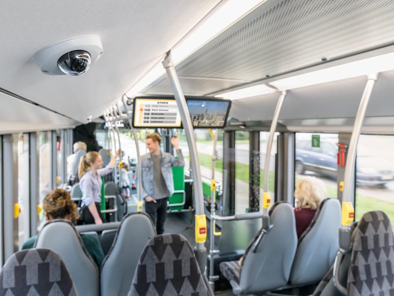 commuters on a bus, p39 camera mounted in the ceiling