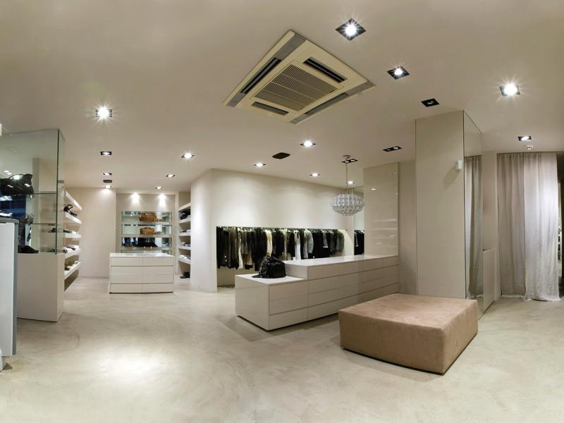 Boutique interior with mounted cameras in the ceiling