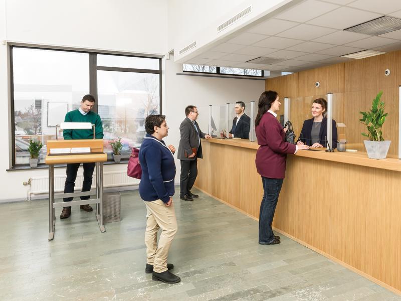 bank teller line