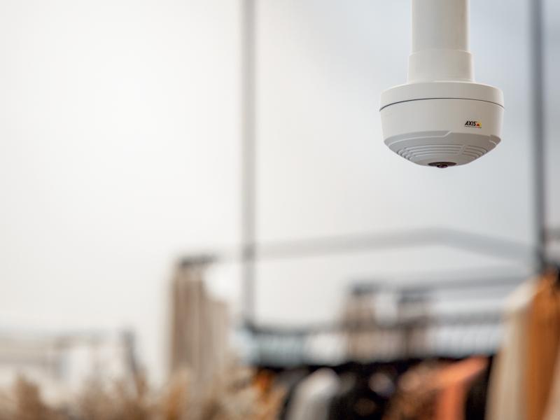 AXIS M3067/68 Ip camera pendant mount in clothing store