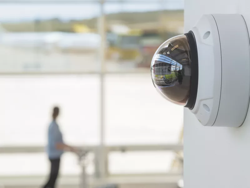 Axis IP camera mounted on the wall