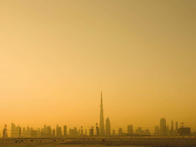 Dubai skyline from desert