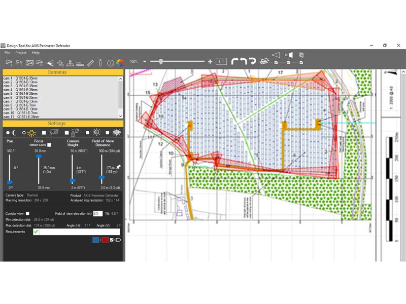 Screenshot of AXIS Perimeter Defender design tool