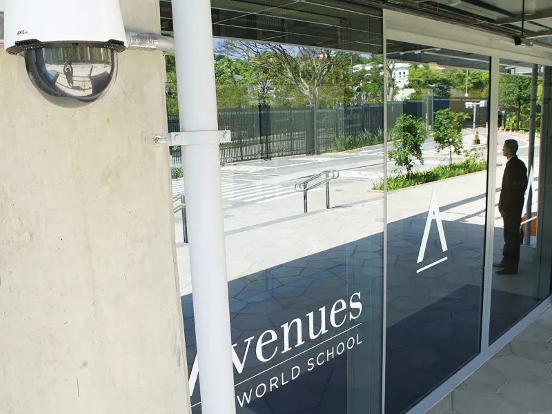 Axis P5635-E outside of Avenues World School entrance.