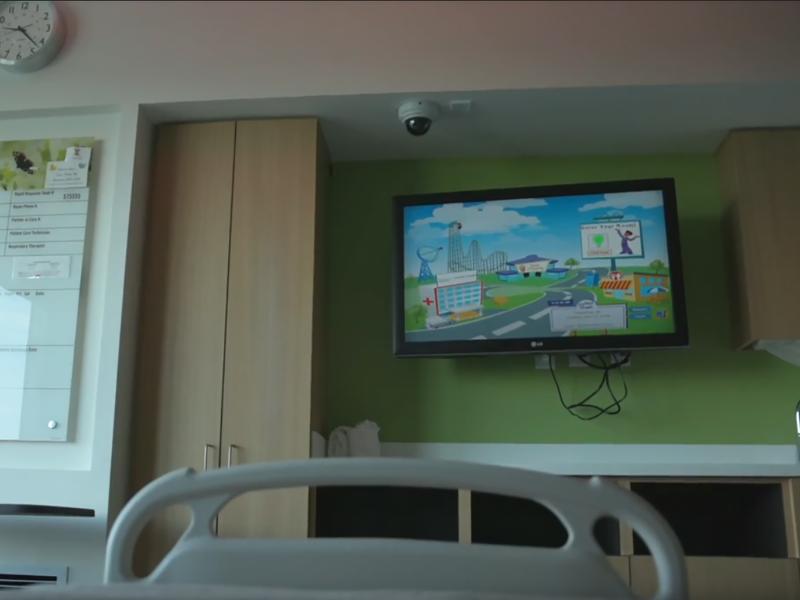 AXIS P33 Fixed Dome Network Camera in hospital room.