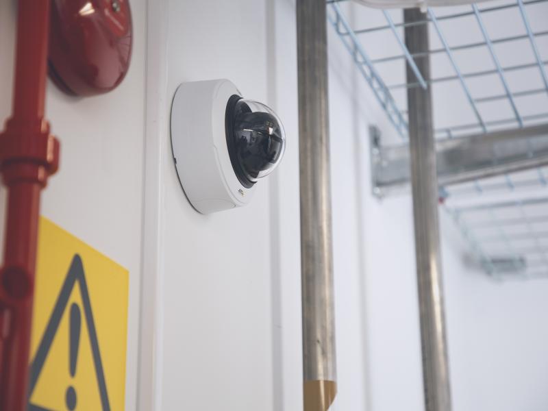 AXIS p3247 on wall in industrial room