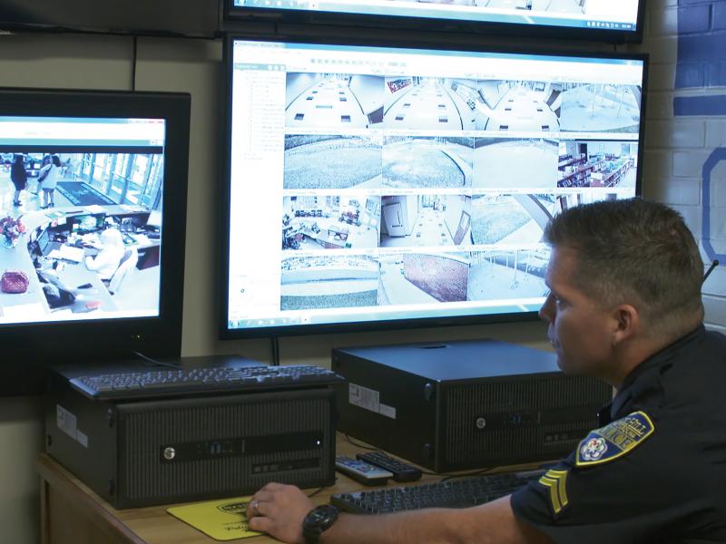 Police monitors Rock Hill School through Axis Cameras.