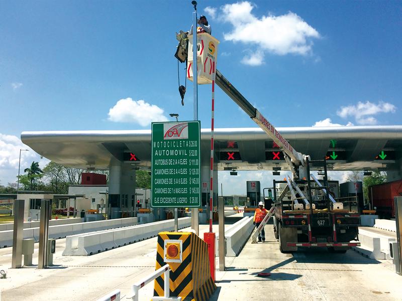 Camera installation at toll booth.