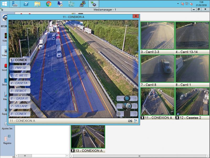 Computer showing several screenshot of cameras monitoring roads.