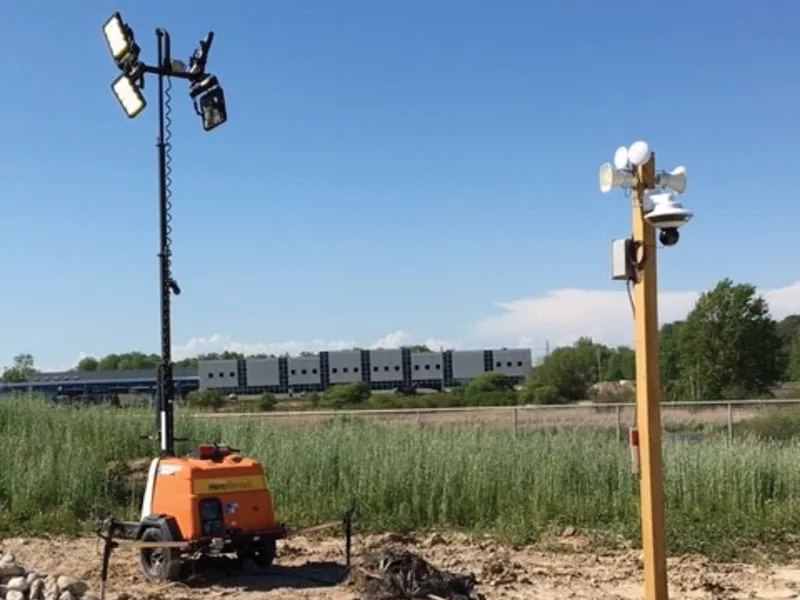 Polemounted lightpole on construction site
