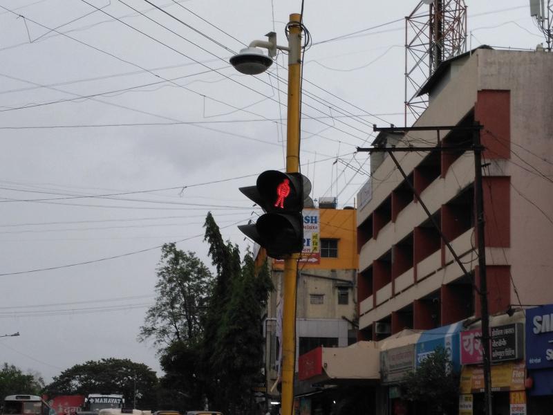 Pole-camera on street corner in Kolhapur