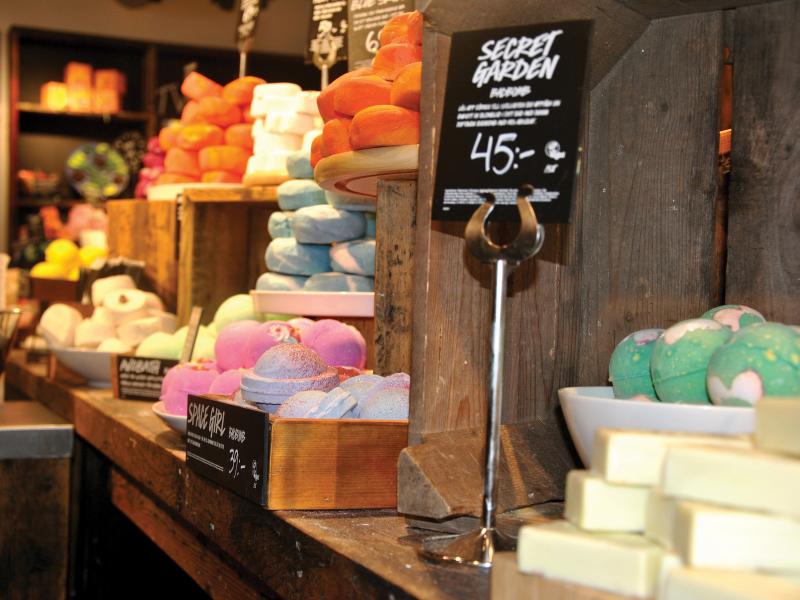 Soaps on shelves at LUSH store