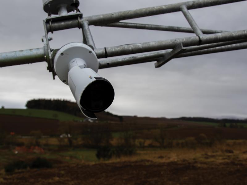 Close-up of network camera on a pole