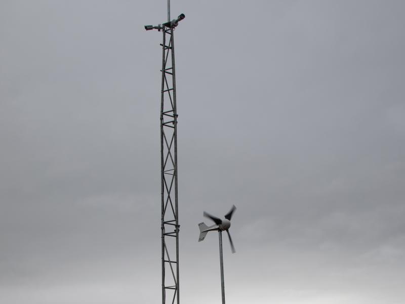 Camera mounted on pole