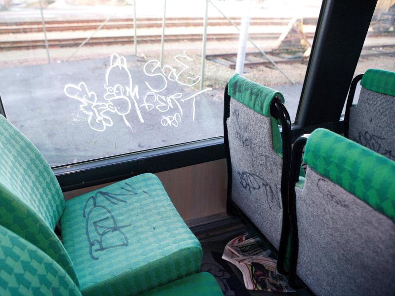 Empty seats in subway train