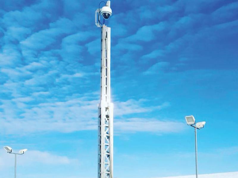 Security camera on a pole