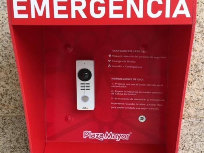 Close up of Emergency call box at Plaza Mayor