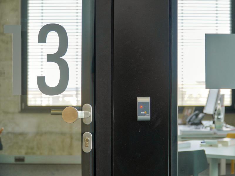 Office door with access panel