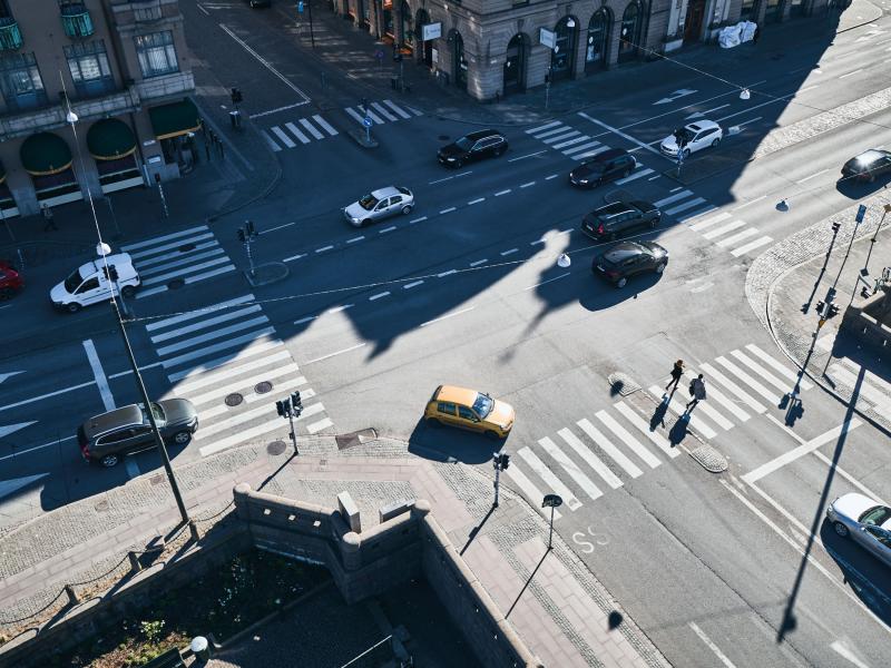 Intersection with traffic in the city