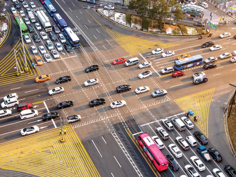 Busy traffic intersection
