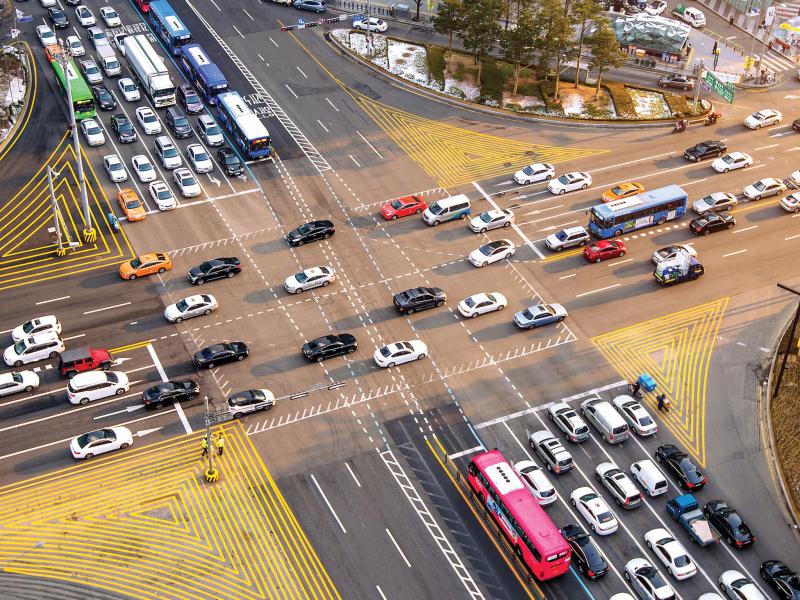 Busy traffic intersection