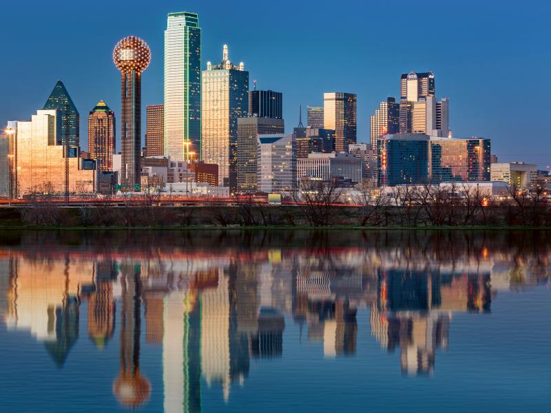 Skyline in dallas in the evening